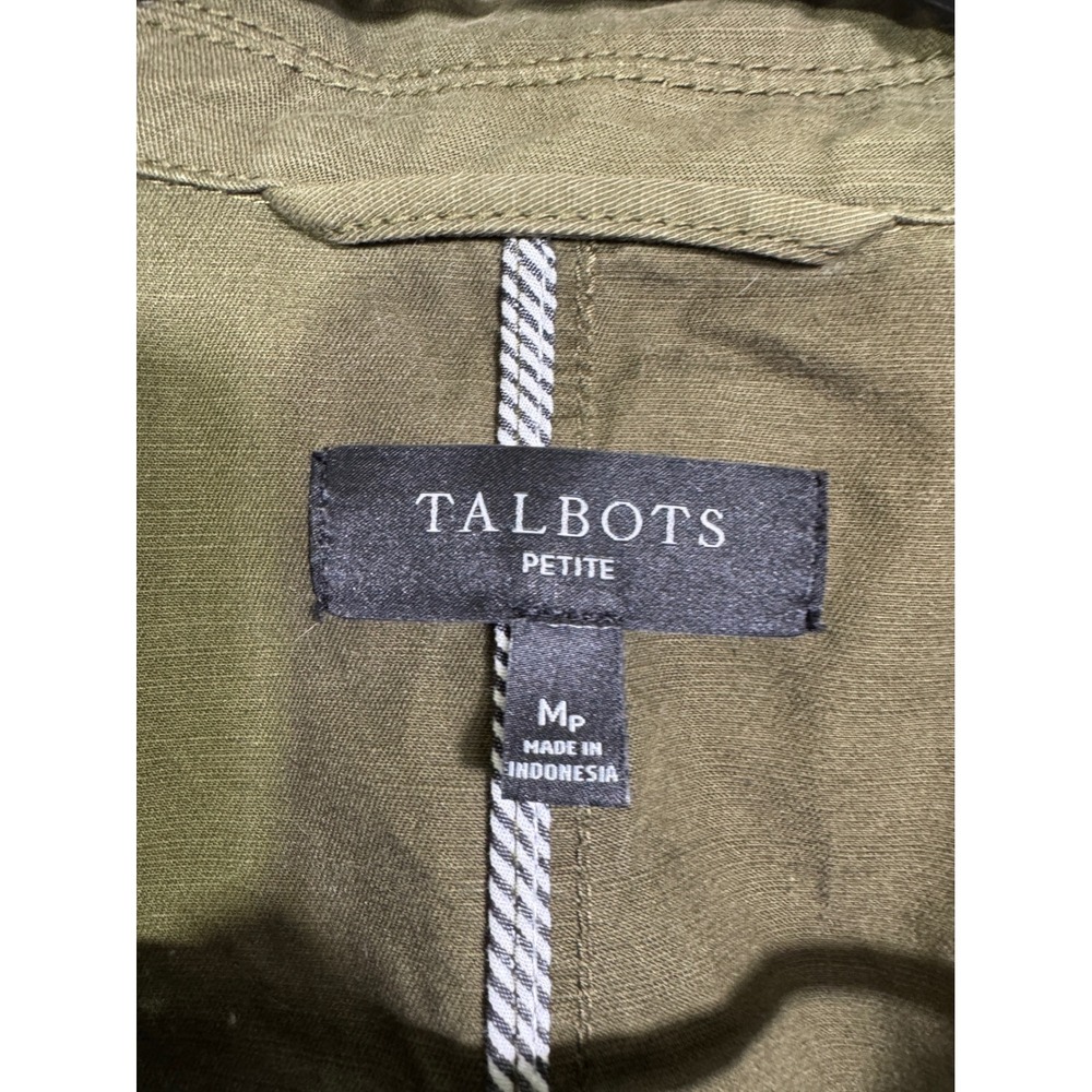 Talbots Twill Field Jacket Olive Green Cotton Utility Sz MP Safari Military Fall - Picture 5 of 16